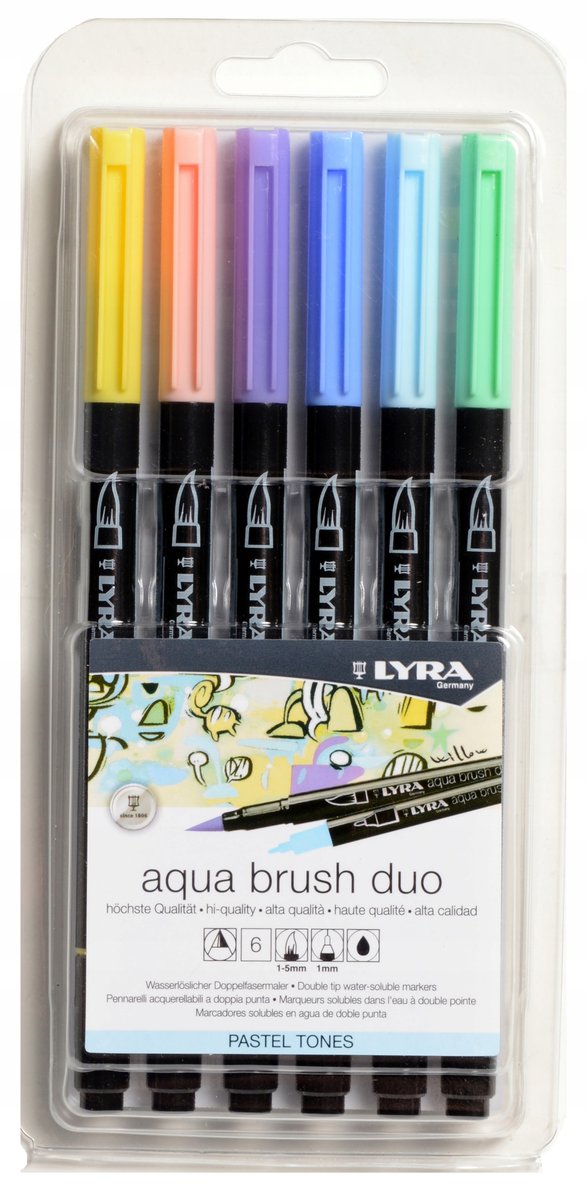 Lyra Pisaki Markery Dwustronne Aqua Brush 6 Pastel