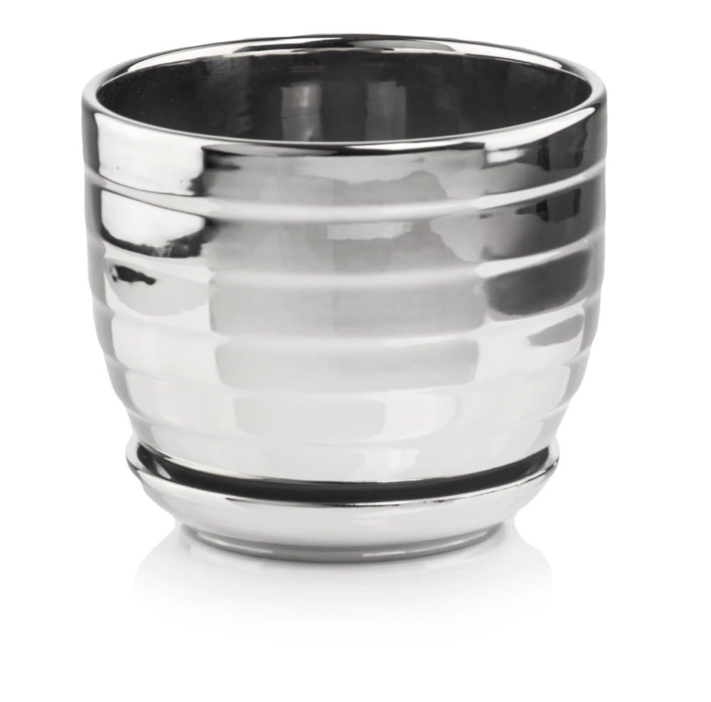 Srebrna Lustrzana Doniczka Z Podstawkiem 21X20 Cm