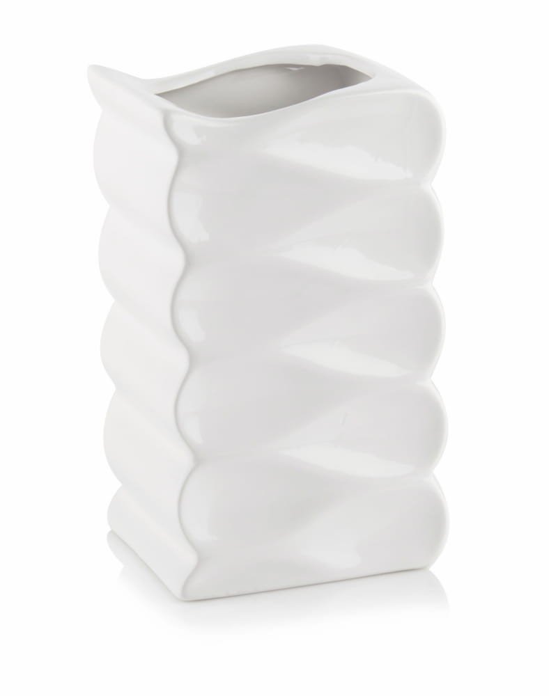 Biały Wazon Ceramiczny - Wysoka Fala 15X26 Cm