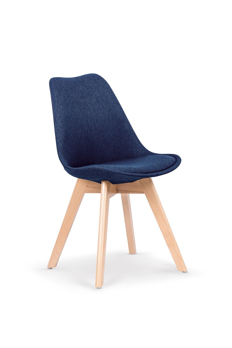 Krzesło tapicerowane ciemny niebieski K303 na drewnianych nogach buk