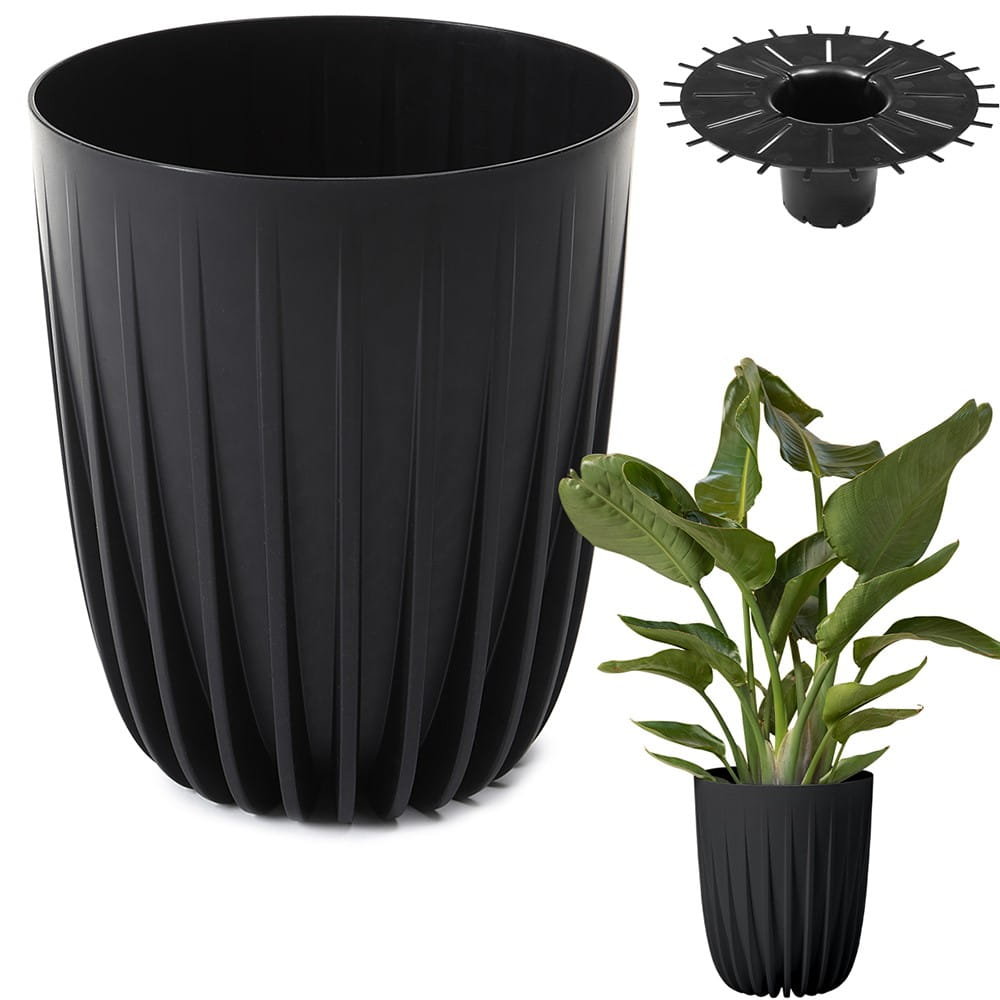 Doniczka plastikowa Mira śr.39 cm czarna Lamela