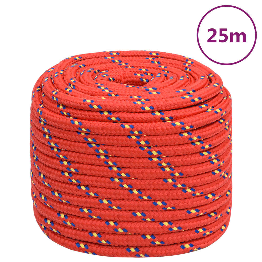 vidaXL Linka żeglarska, czerwona, 16 mm, 25 m, polipropylen