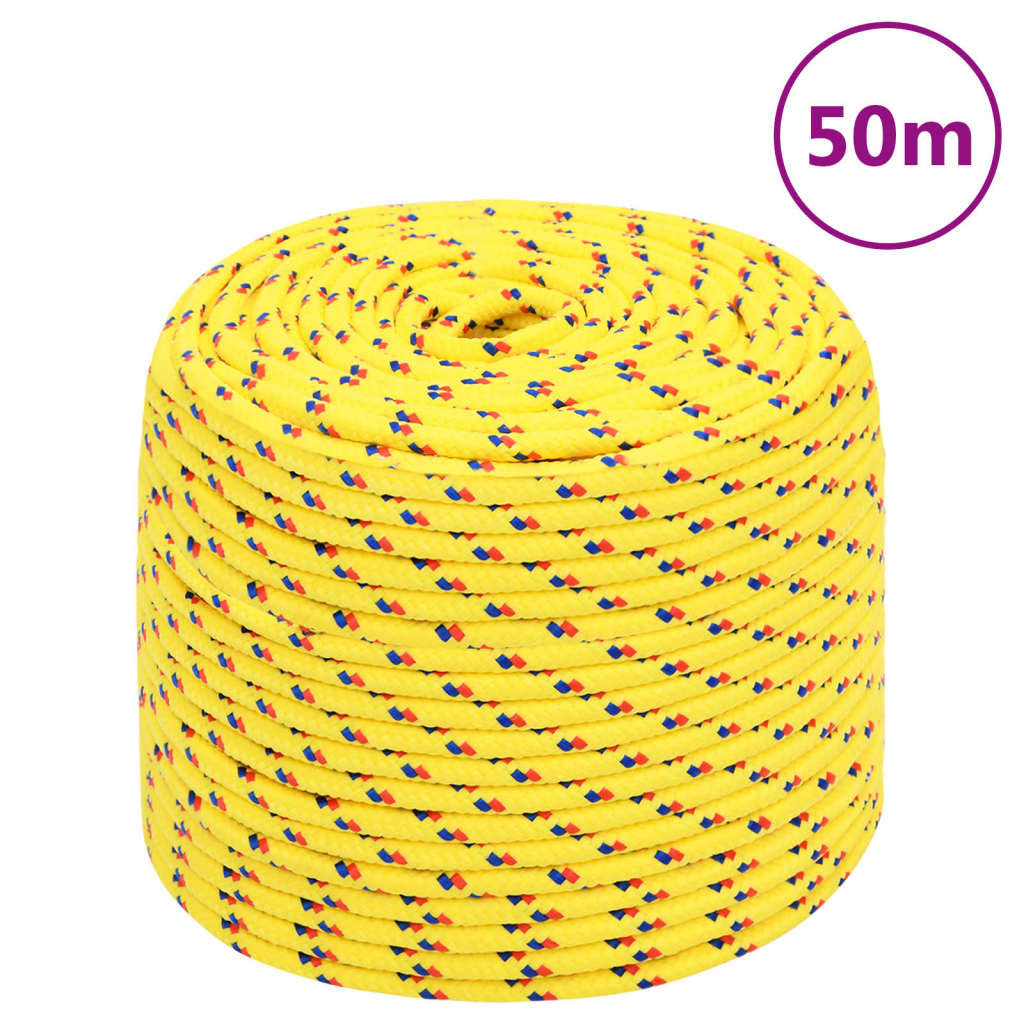 vidaXL Linka żeglarska, żółta, 10 mm, 50 m, polipropylen