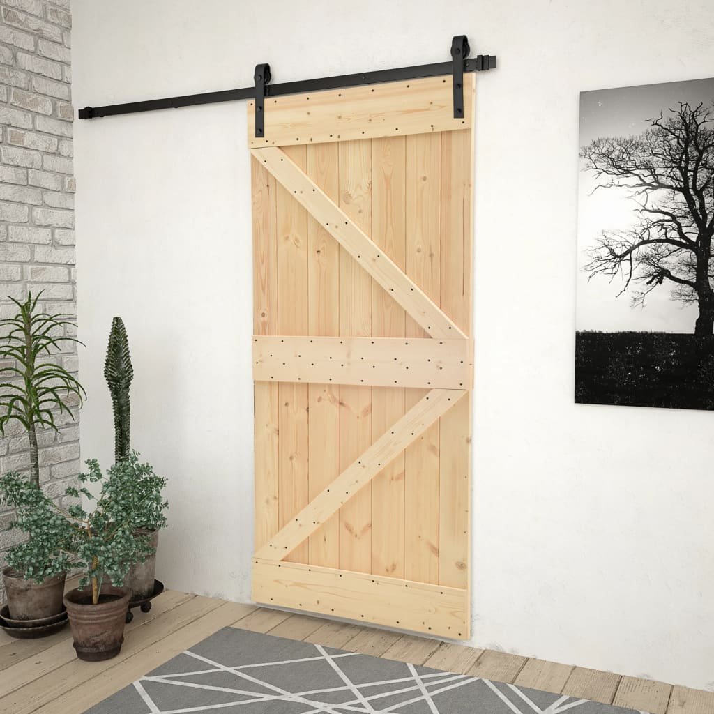 Drzwi przesuwne z osprzętem, 80x210 cm, lite drewno sosnowe | 3057492 VIDAXL