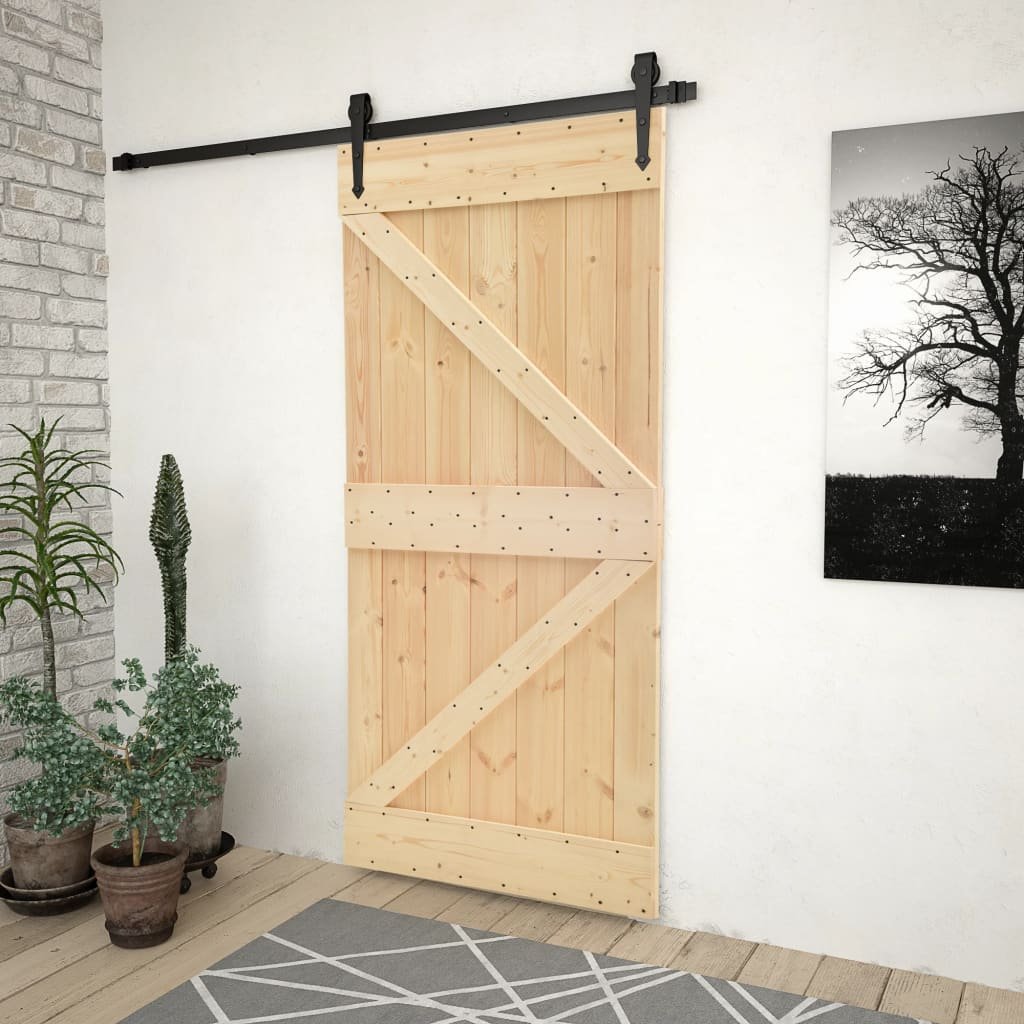 Drzwi przesuwne z osprzętem, 80x210 cm, lite drewno sosnowe | 3057486 VIDAXL