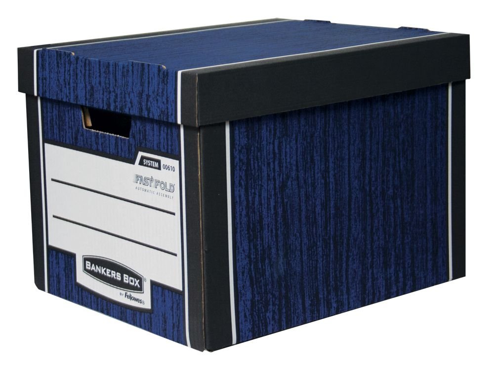 Fellowes Pudła archiwizacyjne Bankers Box WOODGRAIN - FastFold, niebieskie, opakowanie 10 szt. PUP.016