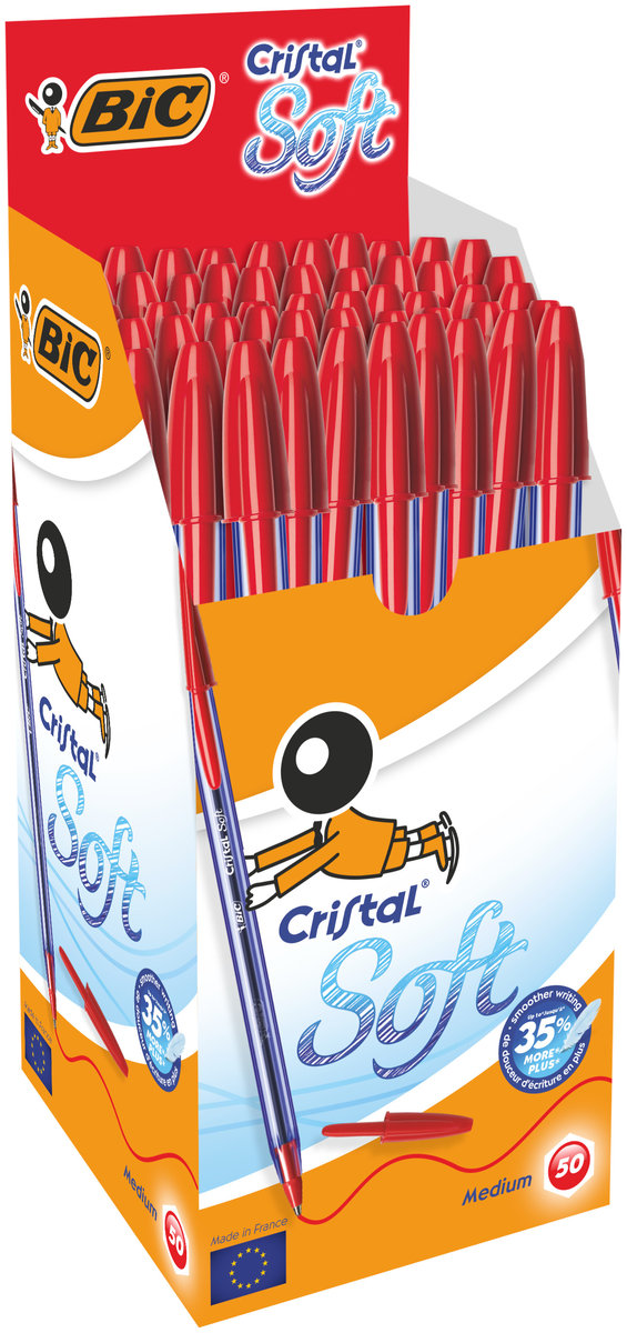 Długopis czerwony BIC Cristal Soft pudełko 50szt