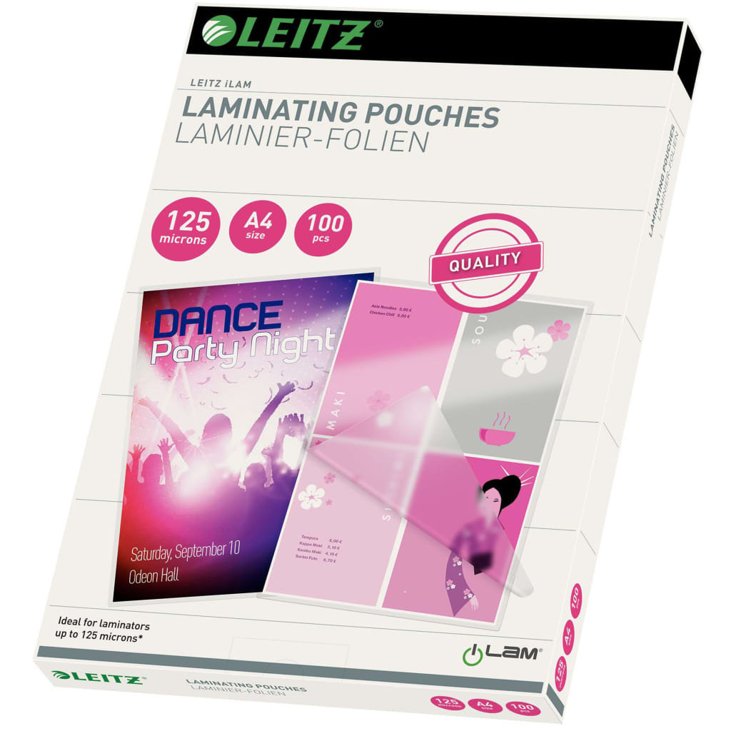 Esselte LEITZ BOX 100 PLASTIC POCKETS 125micron A4 33808