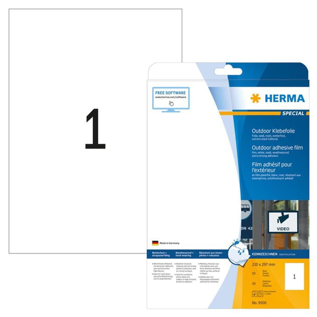 Herma Etik. A4 Outdoor Klebefolie wei 210x297 mm 10 St. - 9500