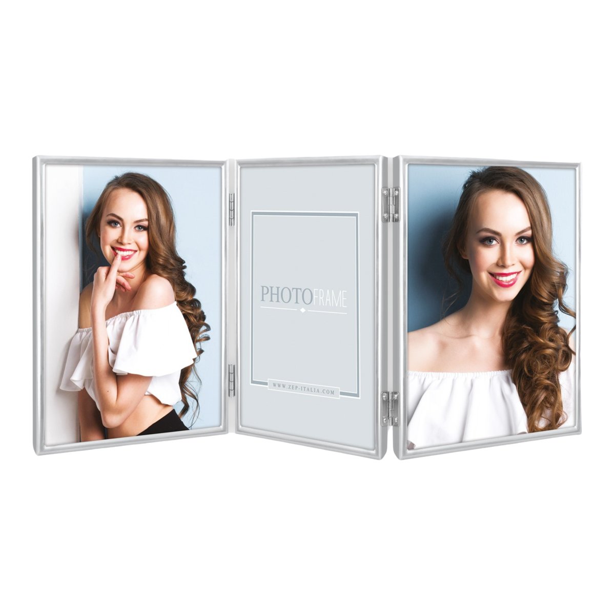 Ramka metalowa na 3 zdjęcia 13x18 srebrna Silvia