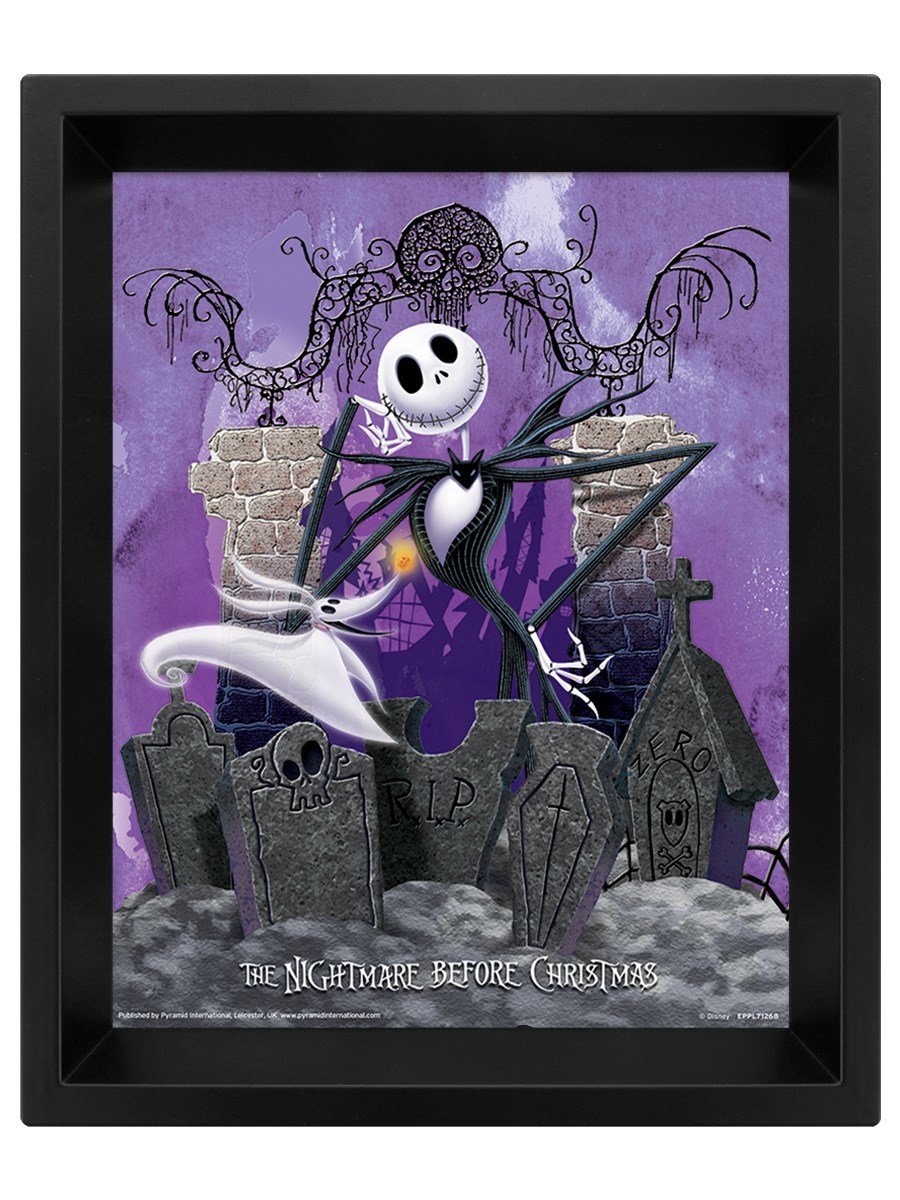 obraz w ramie 3D THE NIGHTMARE BEFORE CHRISTMAS - GRAVEYARD