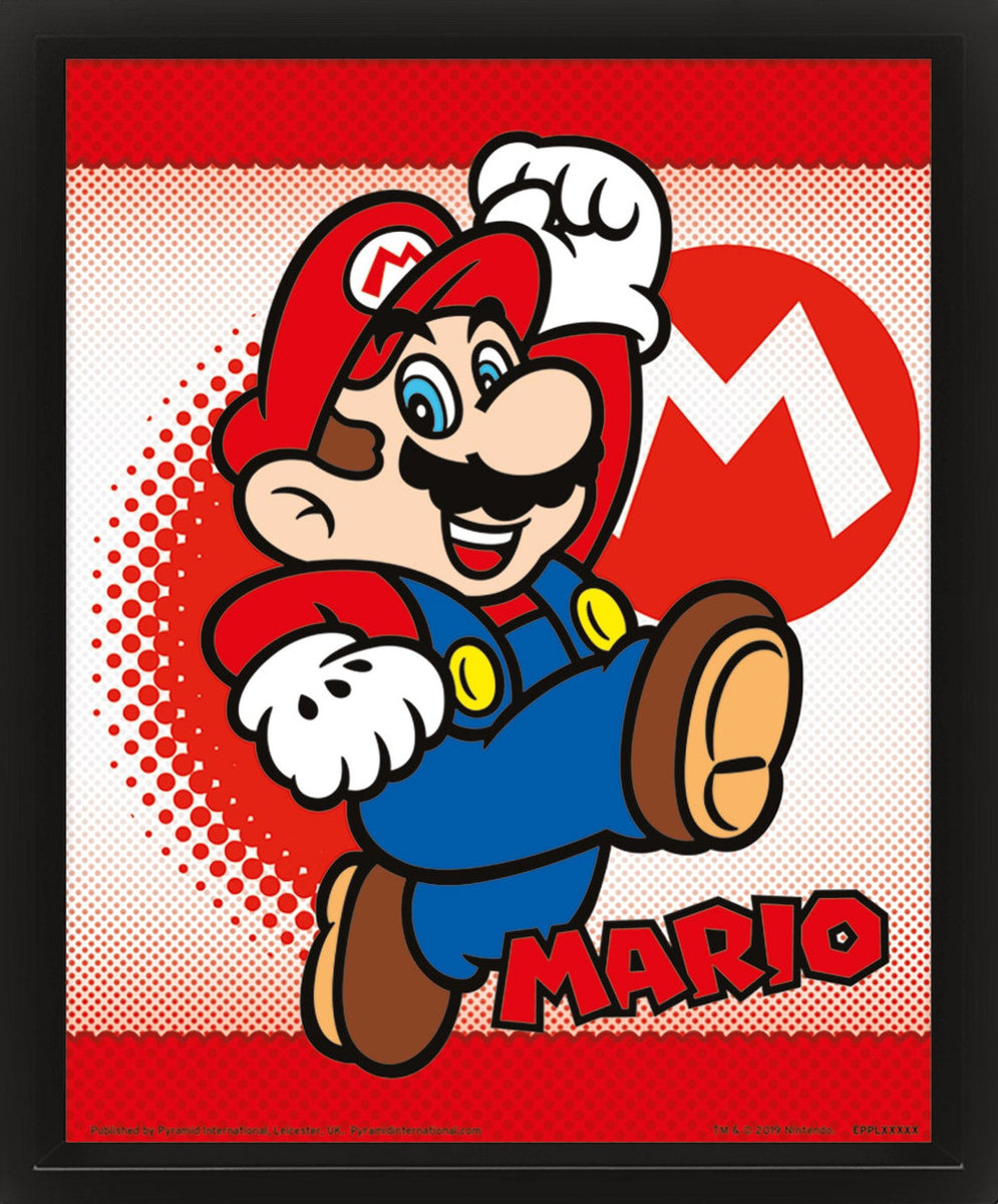 obraz w ramie 3D SUPER MARIO - MARIO YOSHI FLIP