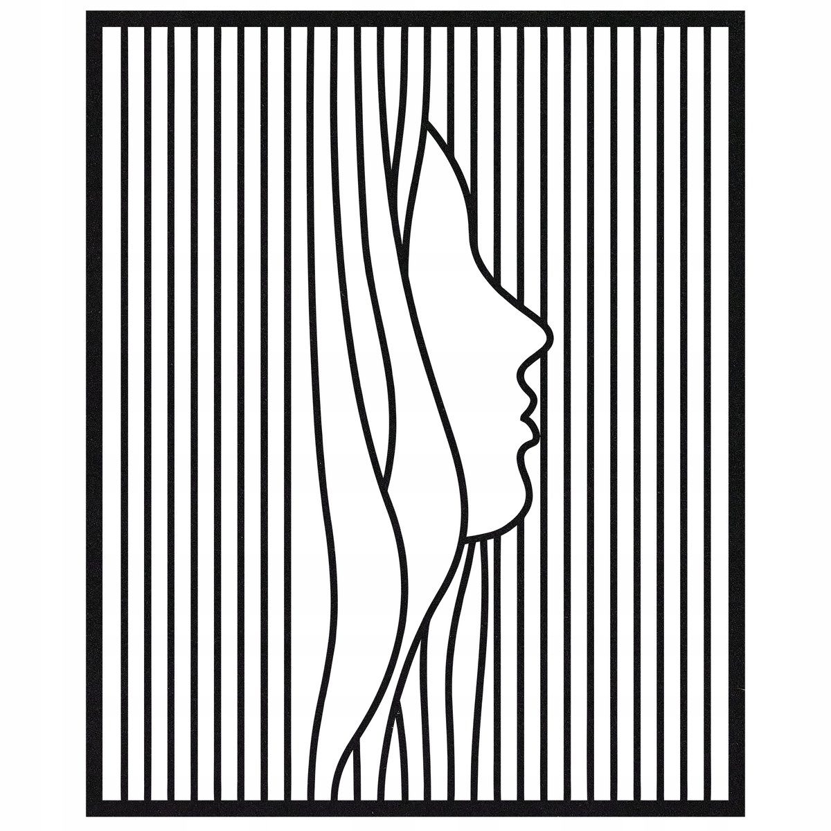 Obraz Ażurowy Dekoracja Ścienna Twarz Czarny Welur