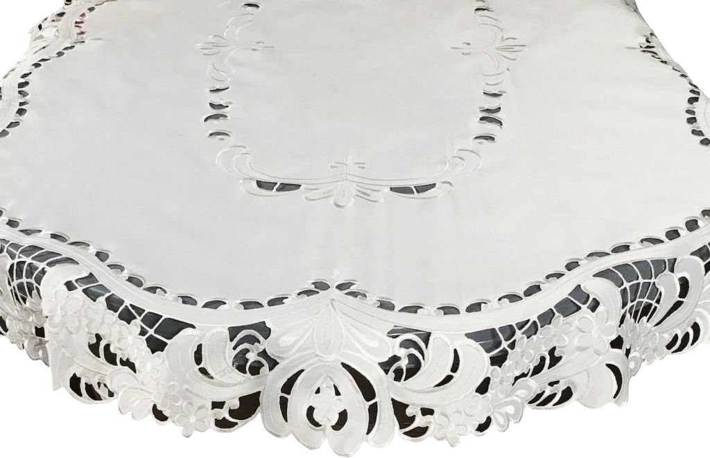 Bieżnik z haftem, 80x140, biały w kwiaty, OH-150-A
