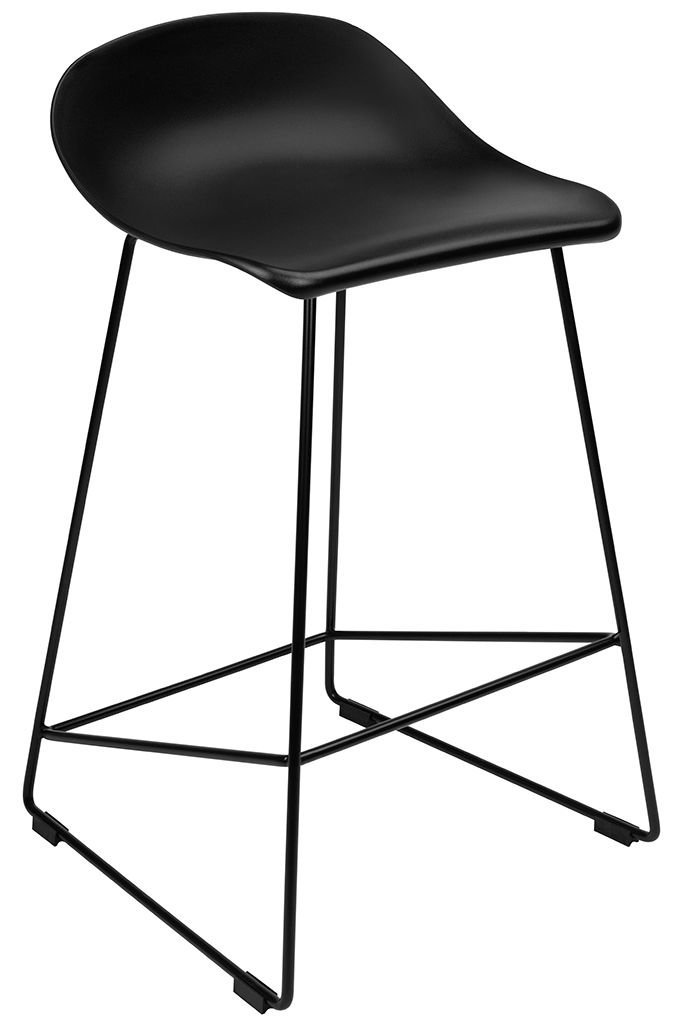 King Home Hoker krzesło barowe czarne ROLF 66 cm - polipropylen, metalowa podstawa z podnóżkiem PC-148A