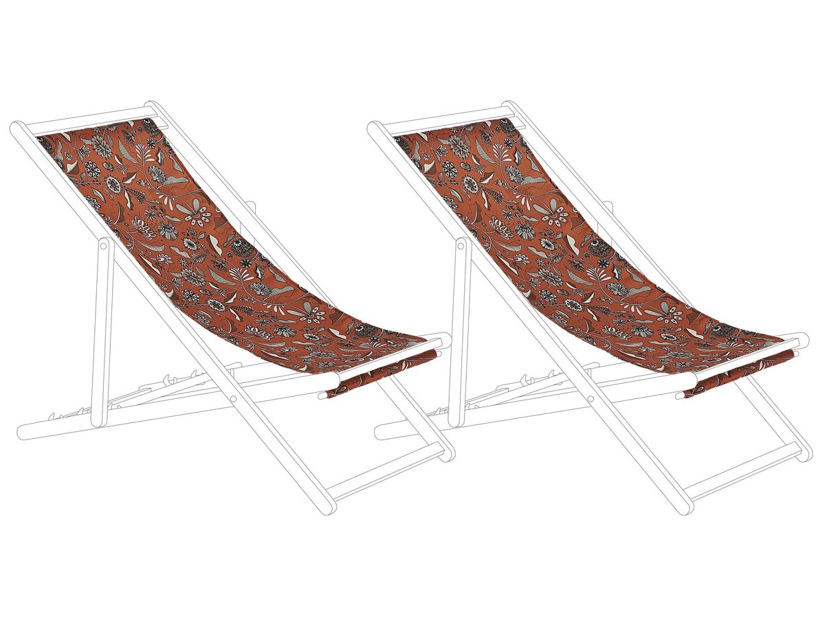 Zestaw 2 Tkanin Leżakowych Wzór W Kwiaty Czerwony Anzio / Avellino