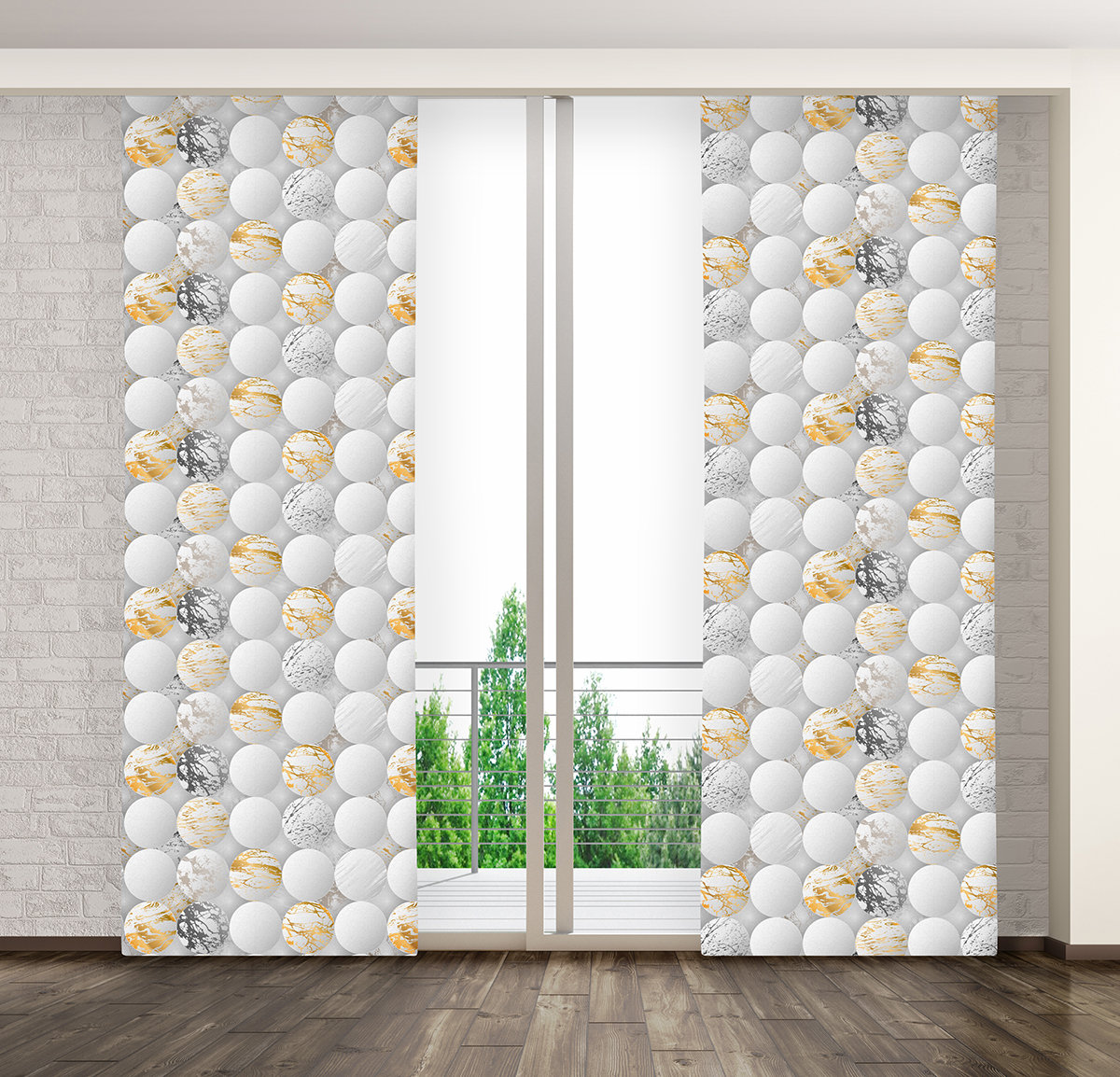 Zasłona panelowa gotowa na żabki, 75x245, szara geometryczna, ZPMB-94