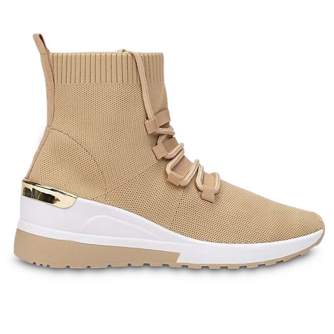 Buty Damskie Sportowe Wysokie Botki Skarpetkowe Sendi Beżowe 38