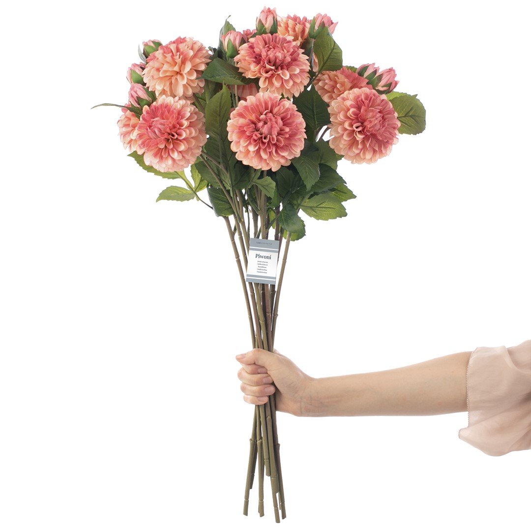 Sztuczny kwiat PIWONI kolor koralowy styl nowoczesny ameliahome - ARTFLOWER/AH/PIWONI/ROSE/10PCS