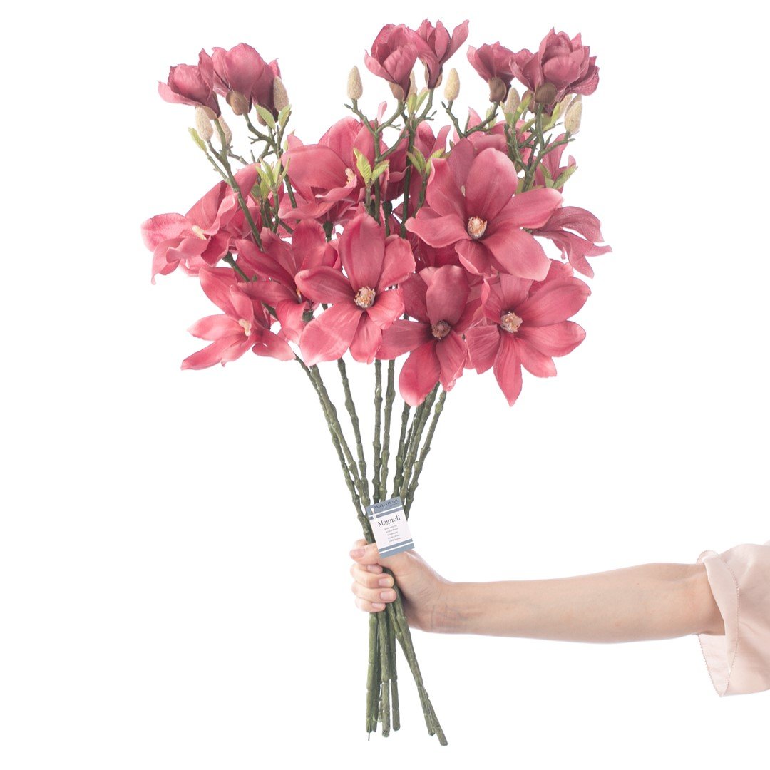Sztuczny kwiat MAGNOLI kolor różowy styl nowoczesny ameliahome - ARTFLOWER/AH/MAGNOLI/BURGUNDY/10PCS