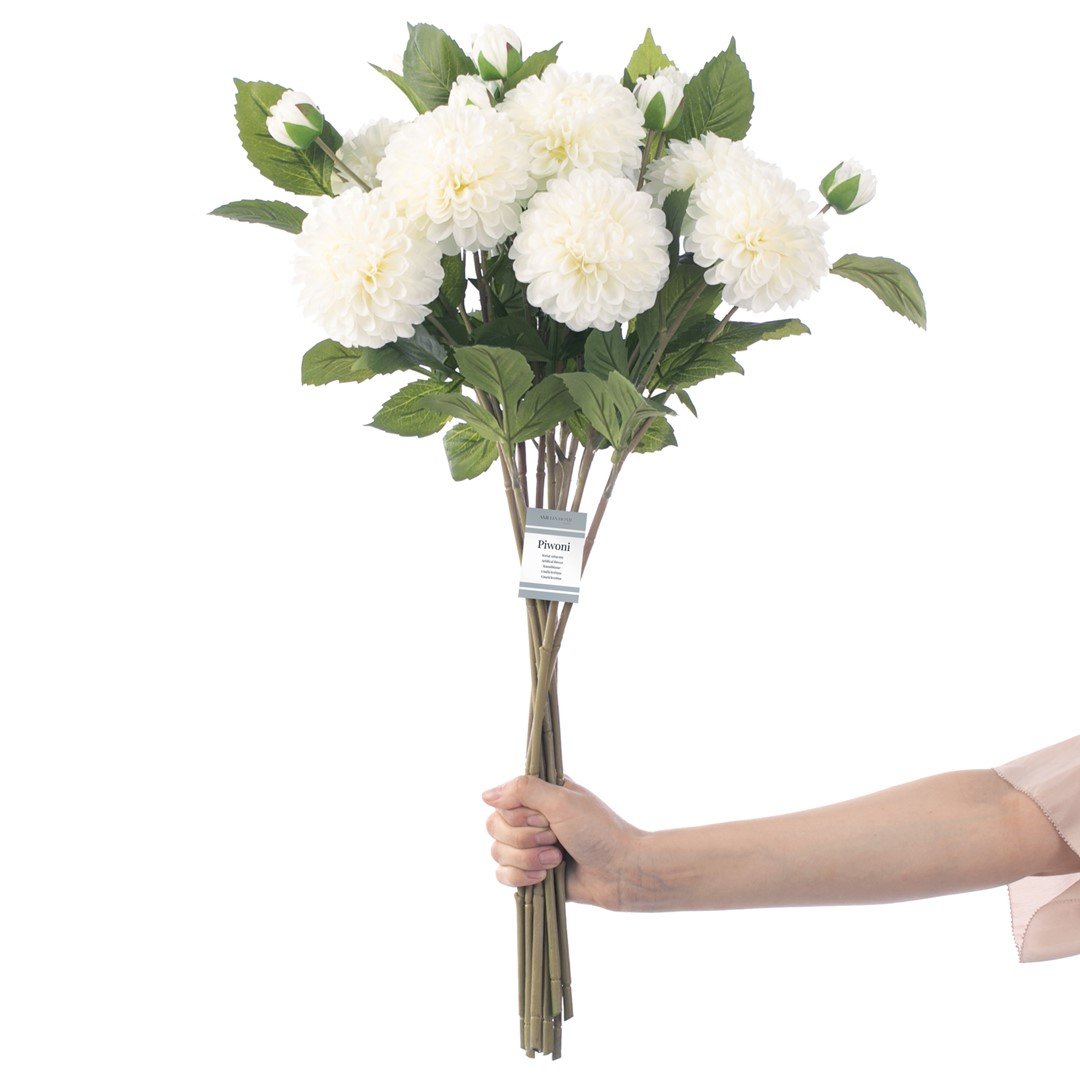 Sztuczny kwiat PIWONI kolor kremowy styl nowoczesny ameliahome - ARTFLOWER/AH/PIWONI/WHITE/10PCS