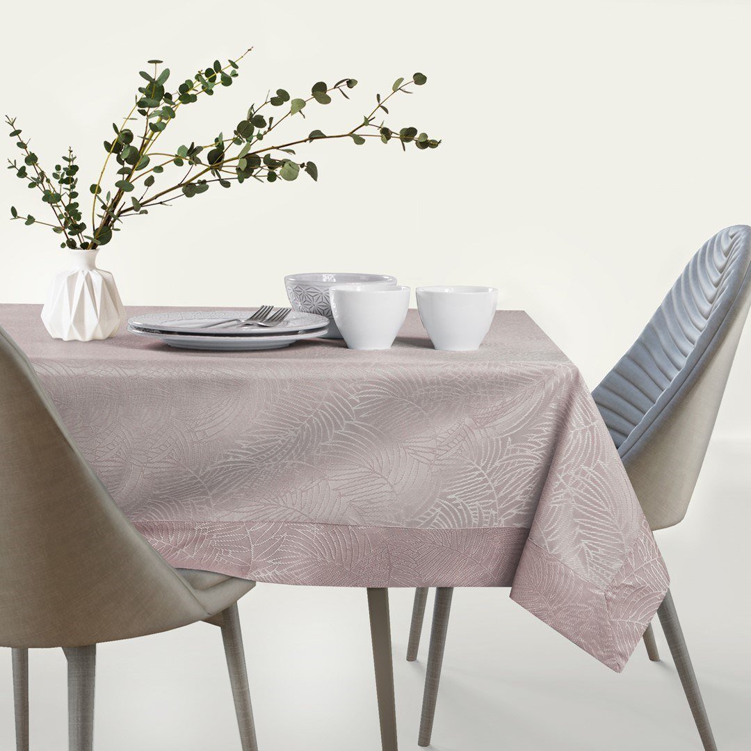 Obrus Gaia Pudrowy róż Tłoczony Roślinny 30x100 AmeliaHome - TCLOTH/AH/GAIA/BRD/POWDERPINK/30X100