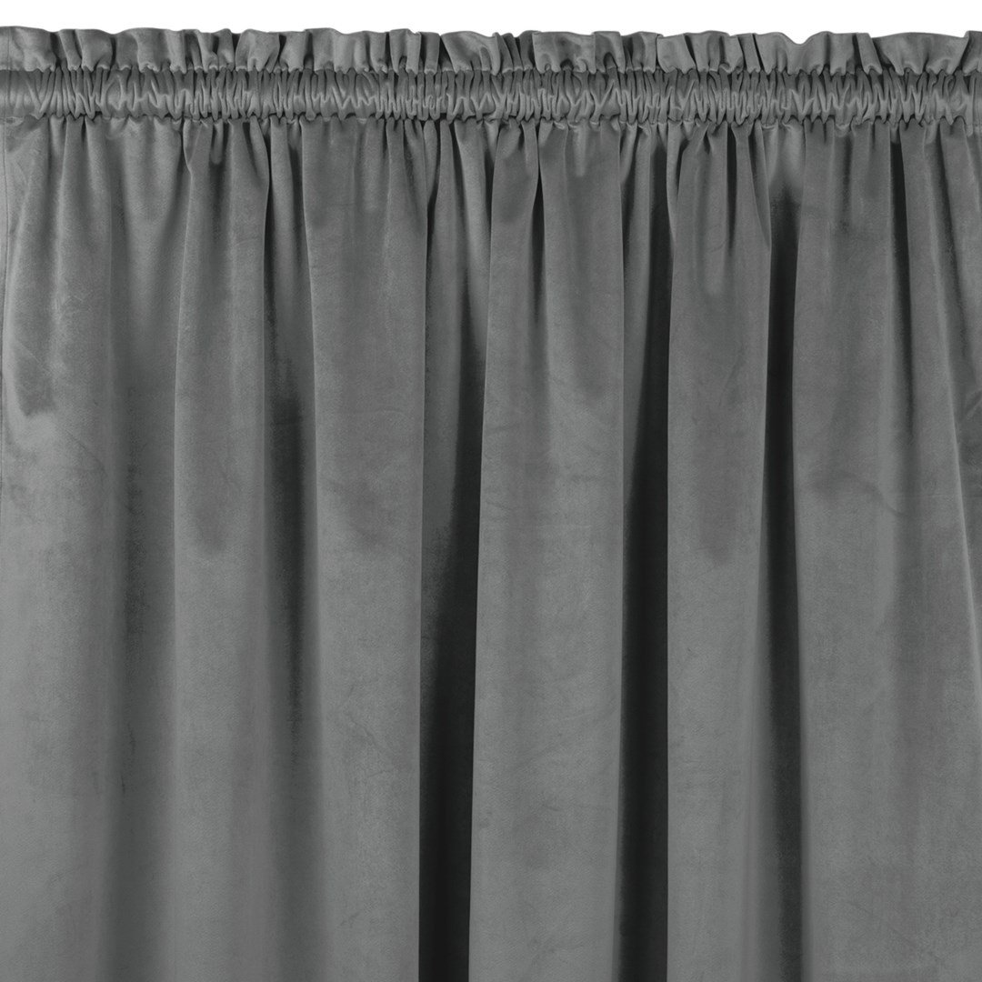 Zasłona VILA kolor grafitowy styl klasyczny tunel 5 cm z grzywką 3 cm velvet 530x175 homede - CURT/HOM/VILA/VELVET/TUNNEL/F/30/C