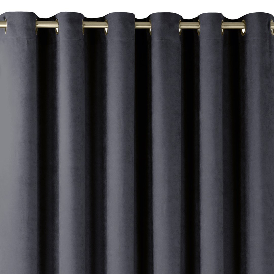 Zasłona MILANA kolor grafitowy styl klasyczny złote przelotki metalowe złote szenila 420x270 homede - CURT/HOM/MILANA/CHENILLE/E