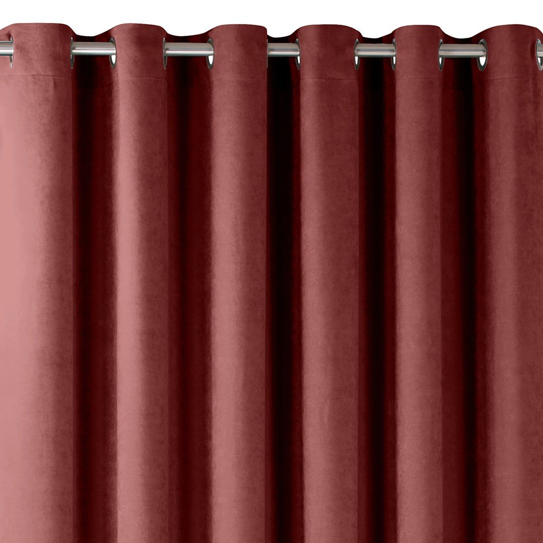 Zasłona MILANA kolor koralowy styl klasyczny srebrne przelotki metalowe srebrne szenila 220x270 homede - CURT/HOM/MILANA/CHENILL