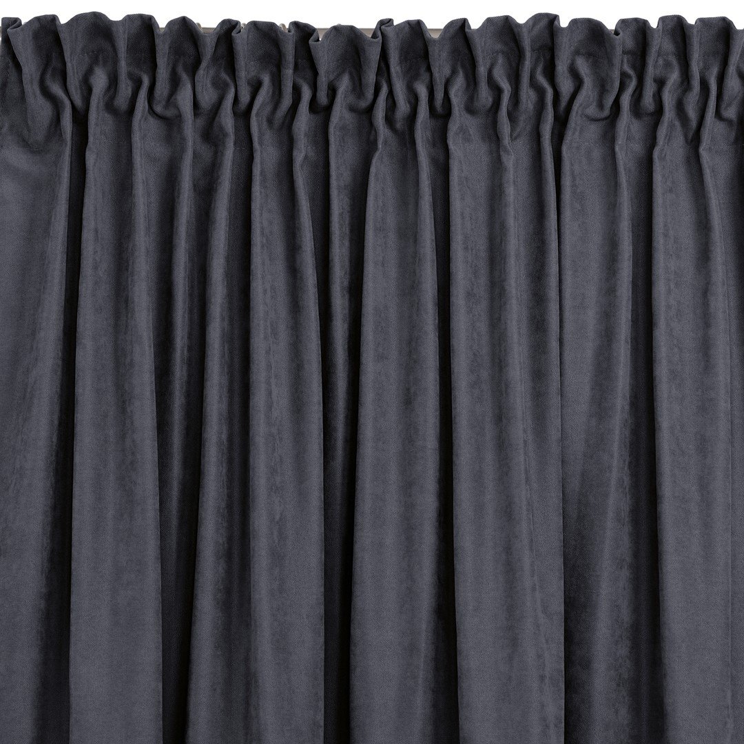 Zasłona MILANA kolor grafitowy styl klasyczny taśma smok transparentna 7,5 cm z grzywką 3 cm szenila 220x300 homede - CURT/HOM/M