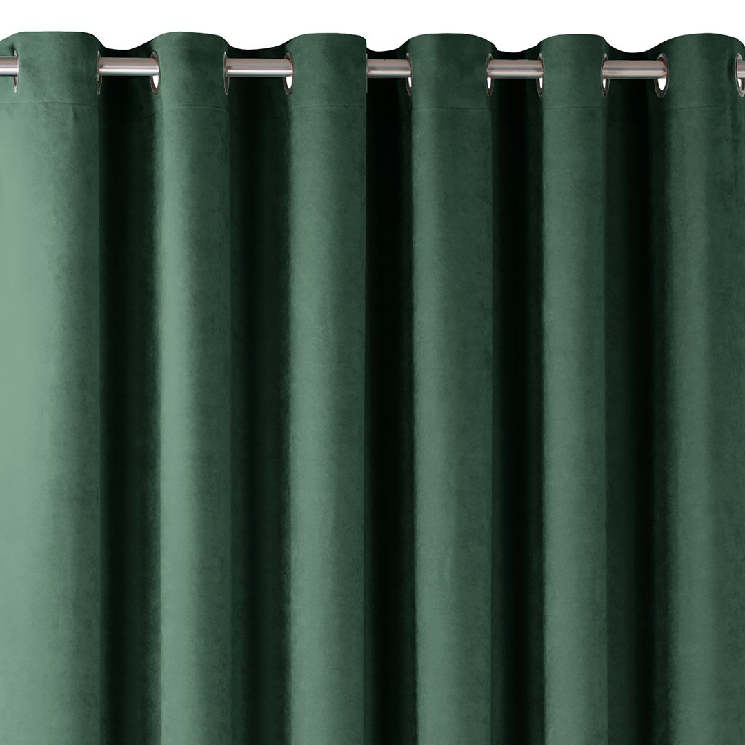 Zasłona MILANA kolor butelkowa zieleń styl klasyczny srebrne przelotki metalowe srebrne szenila 140x245 homede - CURT/HOM/MILANA