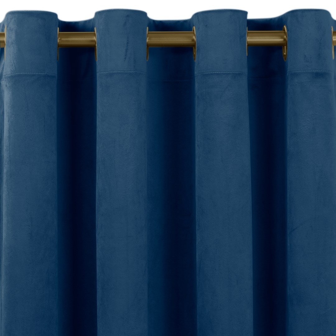 Zasłona VILA kolor indygo styl klasyczny złote przelotki metalowe złote velvet 135x225 homede - CURT/HOM/VILA/VELVET/EYELETS/G/I