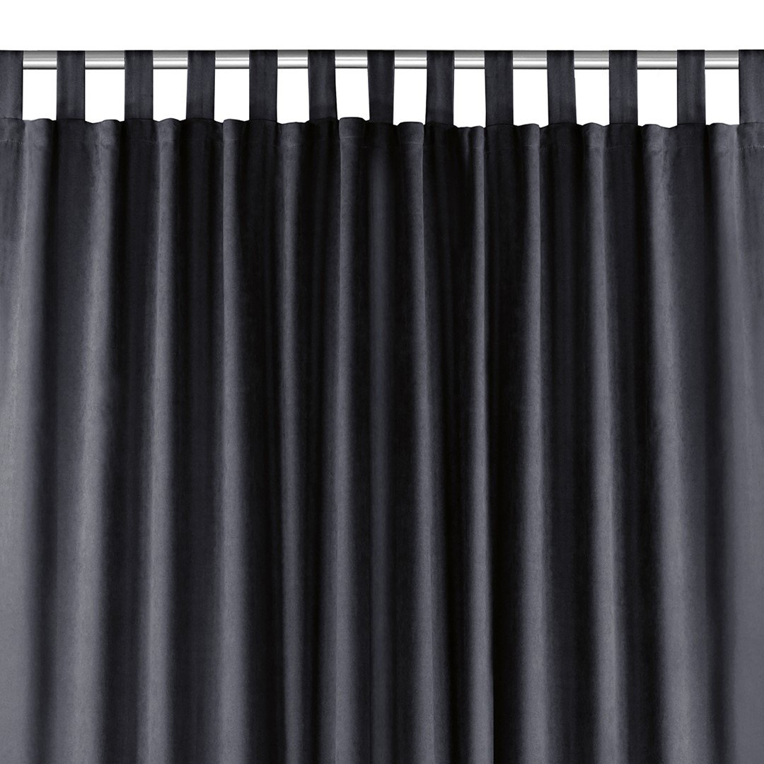 Zasłona MILANA kolor grafitowy styl klasyczny szelki 10 cm szenila 560x175 homede - CURT/HOM/MILANA/CHENILLE/TAB/CHARCOAL/560x17