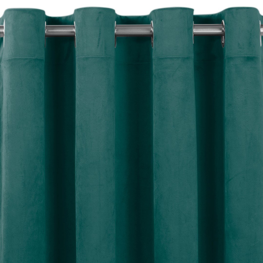 Zasłona VILA kolor morski styl klasyczny srebrne przelotki metalowe srebrne velvet 200x300 homede - CURT/HOM/VILA/VELVET/EYELETS