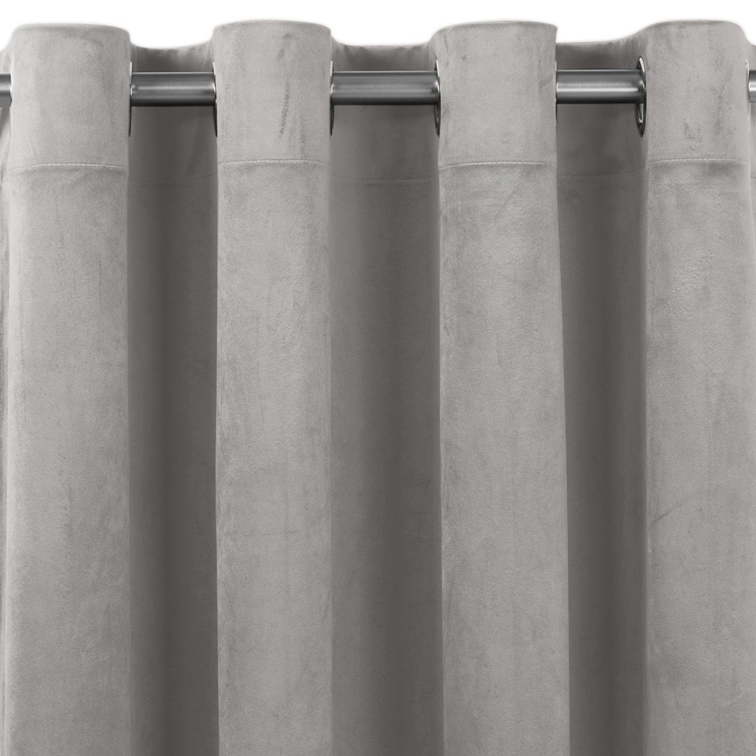 Zasłona VILA kolor szary styl klasyczny srebrne przelotki metalowe srebrne velvet 135x175 homede - CURT/HOM/VILA/VELVET/EYELETS/