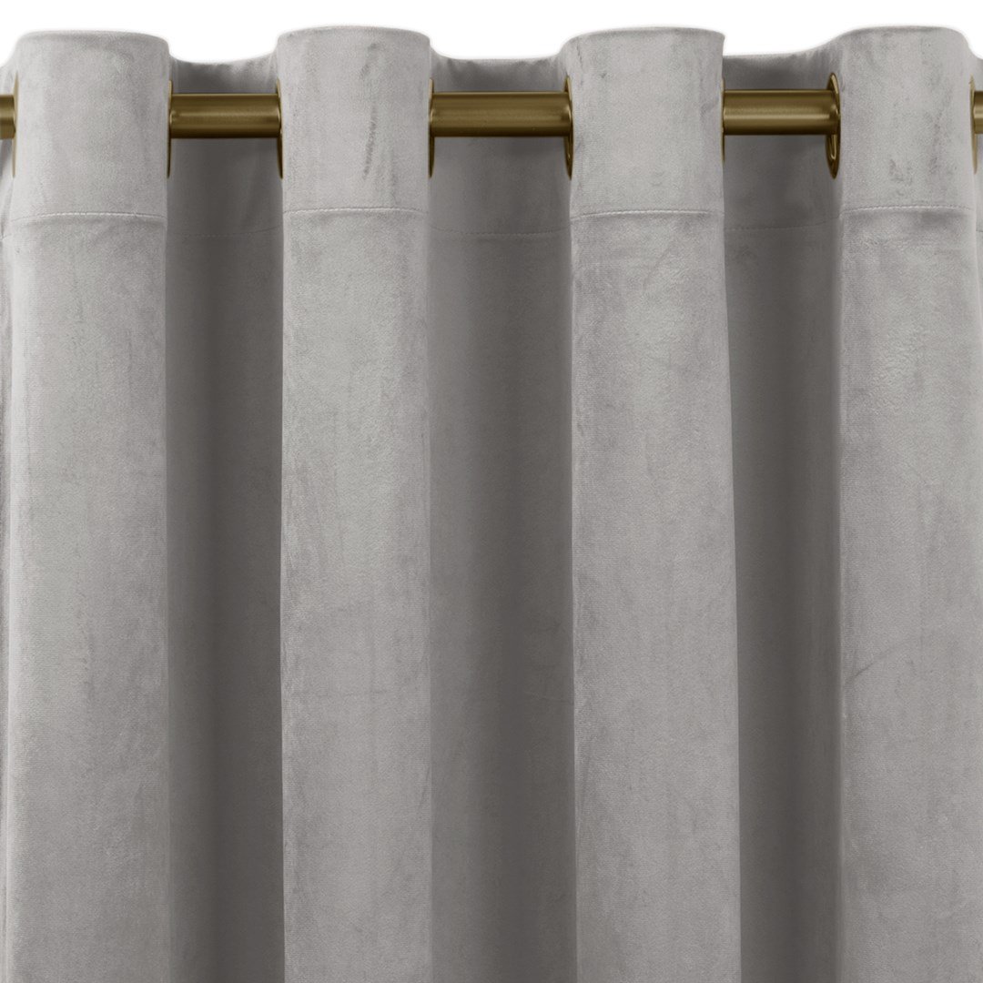 Zasłona VILA kolor szary styl klasyczny złote przelotki metalowe złote velvet 200x225 homede - CURT/HOM/VILA/VELVET/EYELETS/G/GR