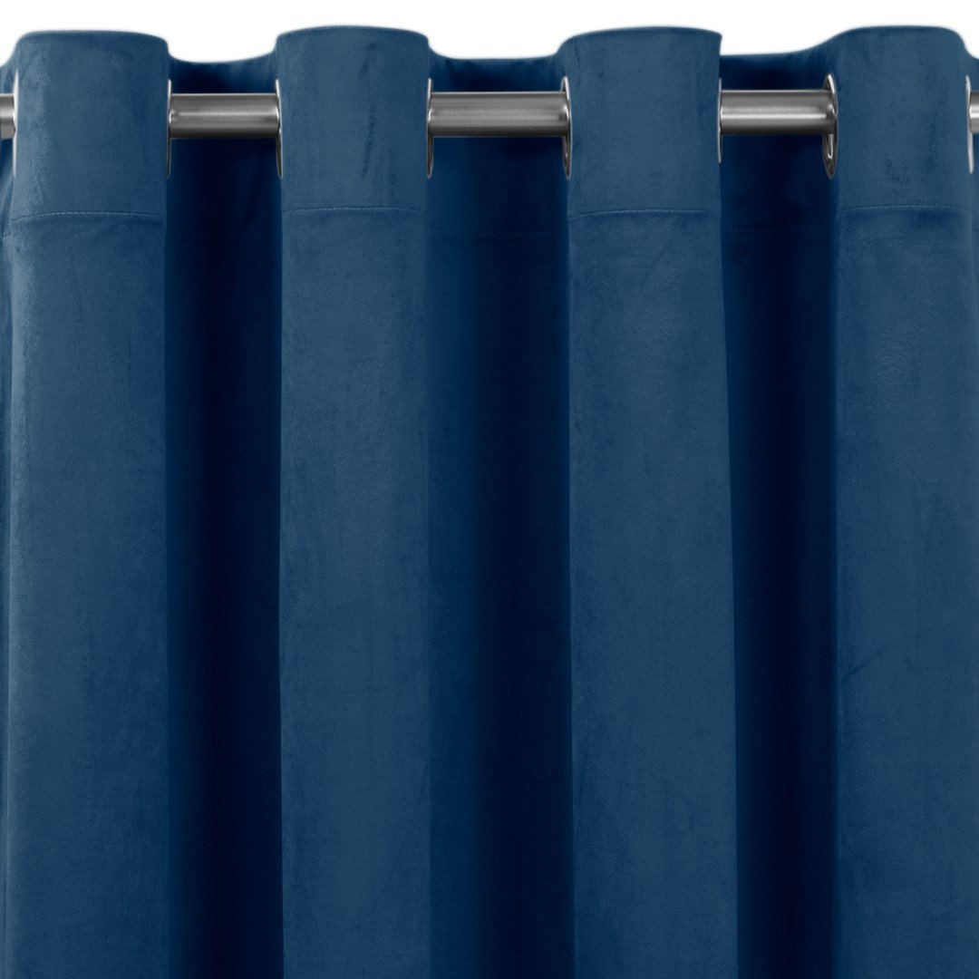 Zasłona VILA kolor indygo styl klasyczny srebrne przelotki metalowe srebrne velvet 265x175 homede - CURT/HOM/VILA/VELVET/EYELETS