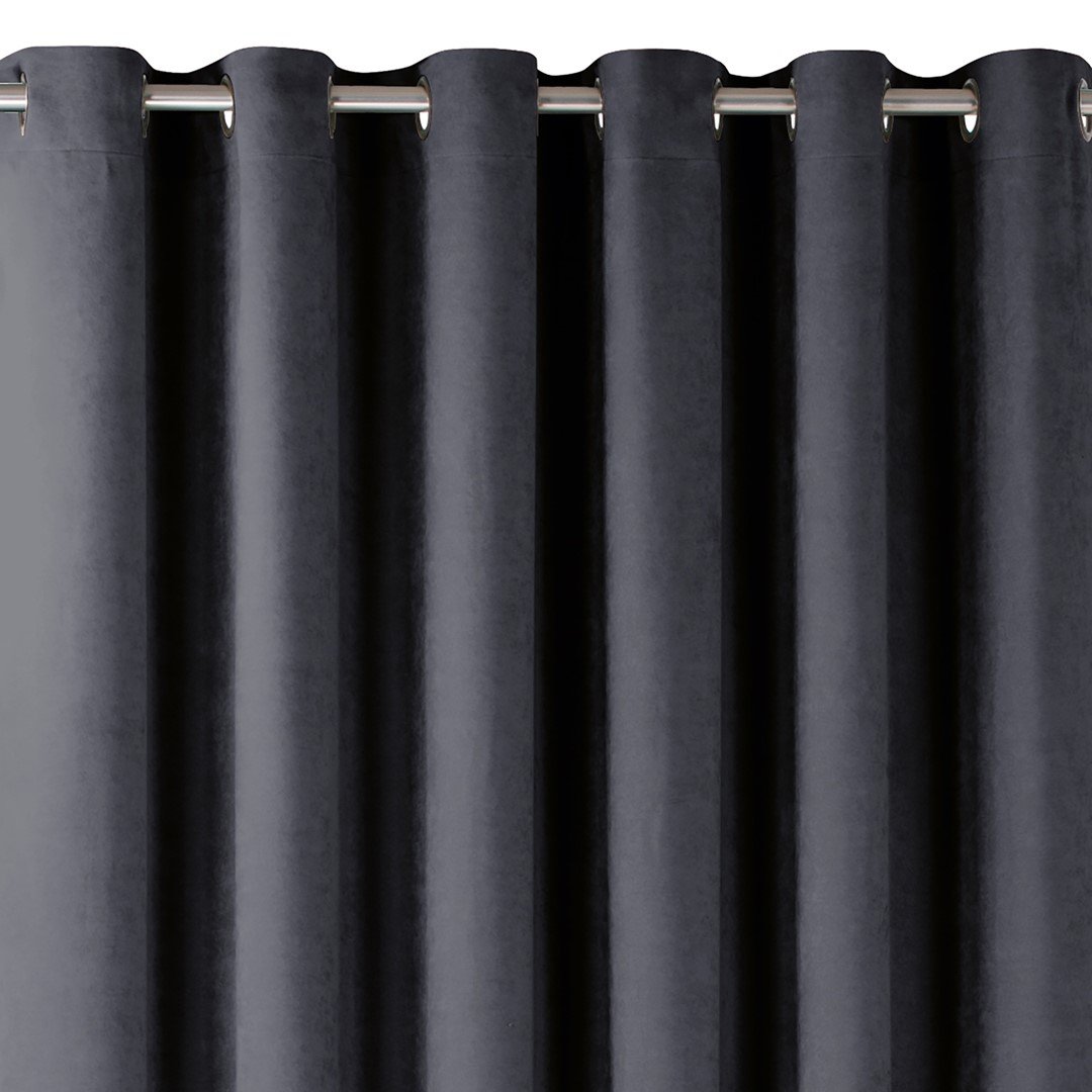 Zasłona MILANA kolor grafitowy styl klasyczny srebrne przelotki metalowe srebrne szenila 140x270 homede - CURT/HOM/MILANA/CHENIL