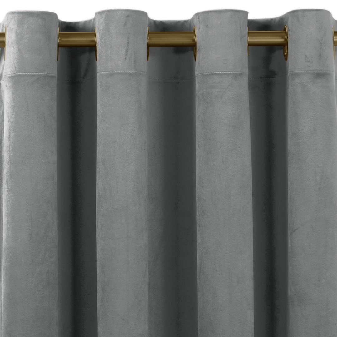 Zasłona VILA kolor grafitowy styl klasyczny złote przelotki metalowe złote velvet 530x300 homede - CURT/HOM/VILA/VELVET/EYELETS/