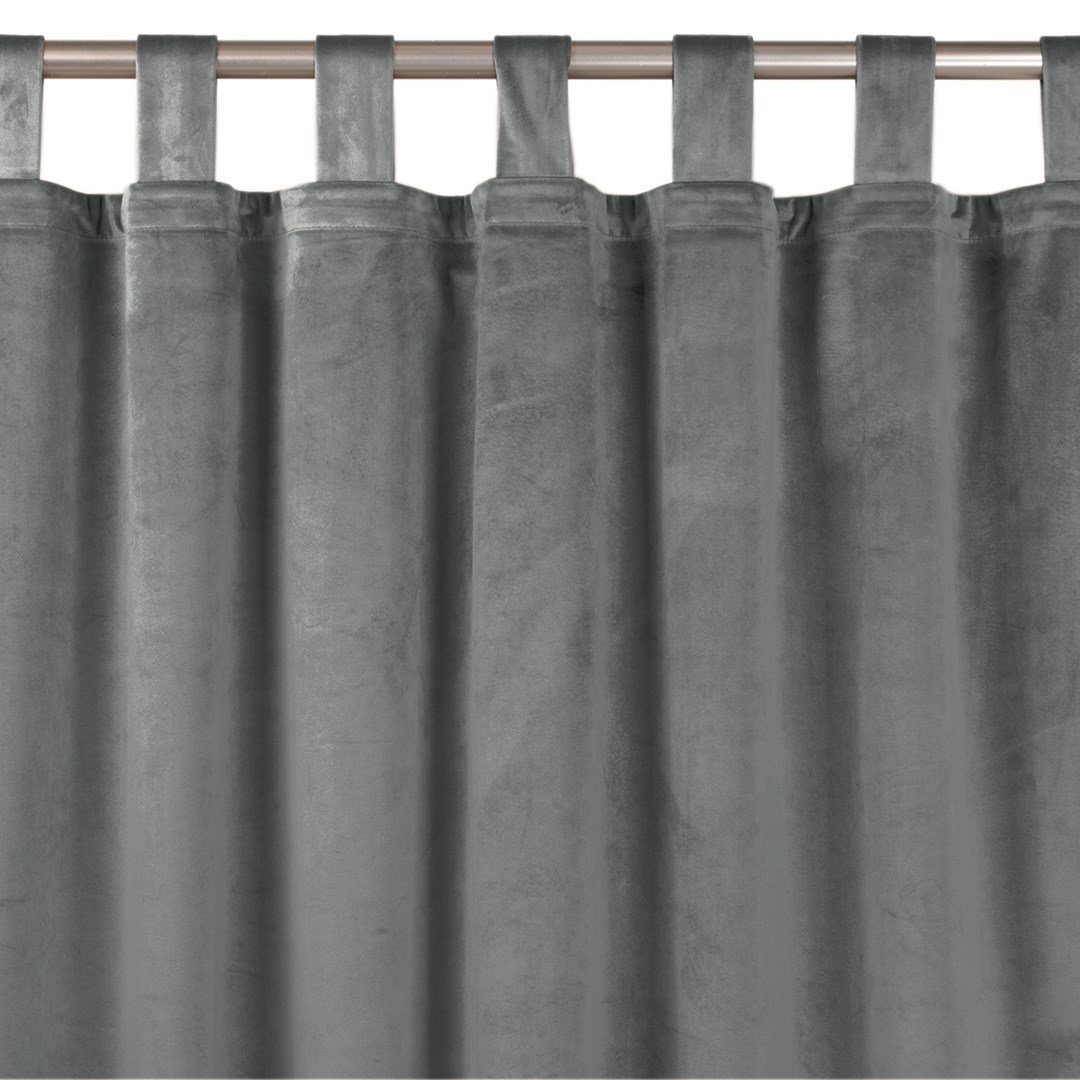 Zasłona VILA kolor grafitowy styl klasyczny szelki 10 cm velvet 265x245 homede - CURT/HOM/VILA/VELVET/TAB/CHARCOAL/265x245