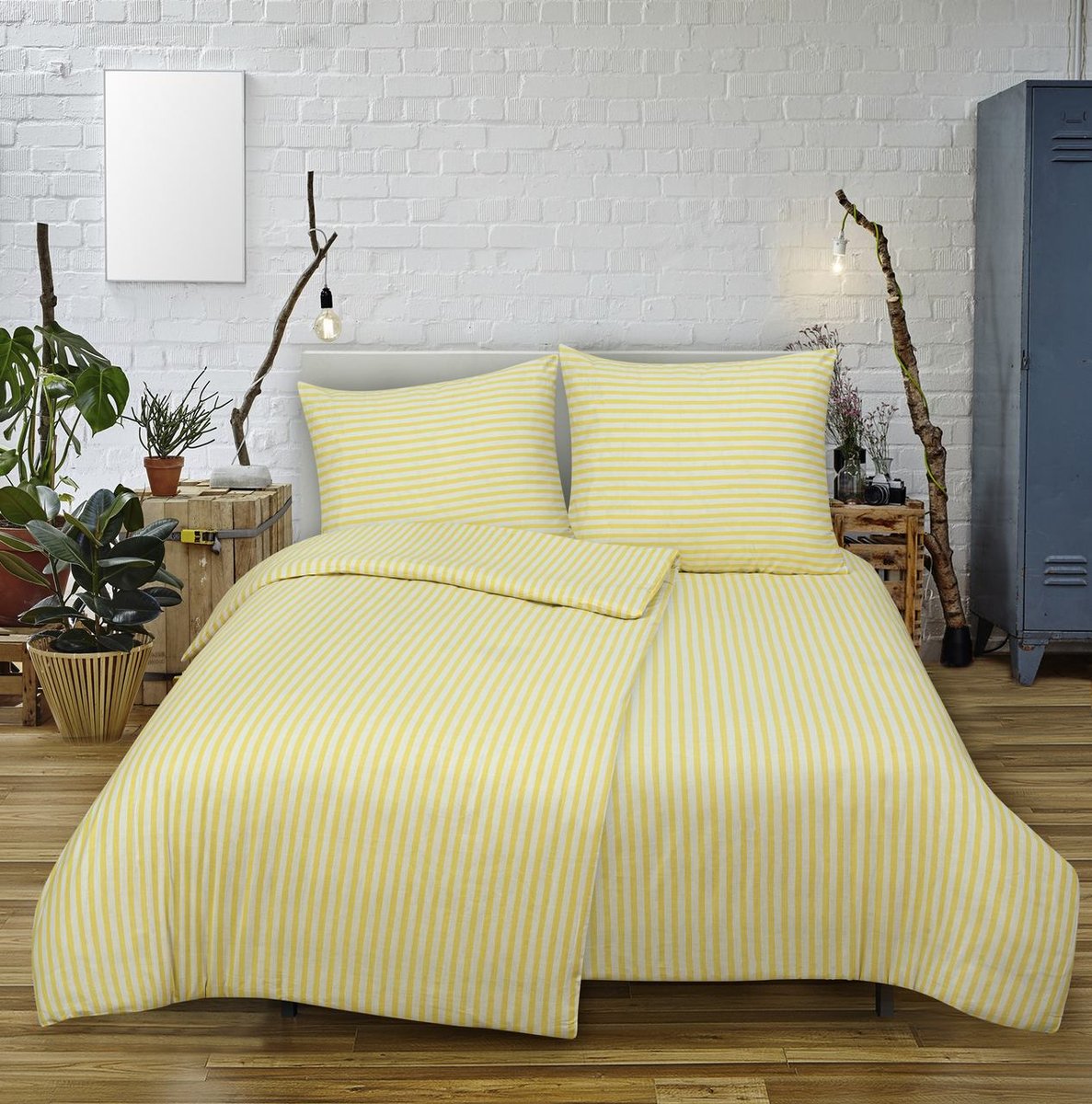 Pościel Bawełniana 140x200 STRIGHT YELLOW, 2-elementy