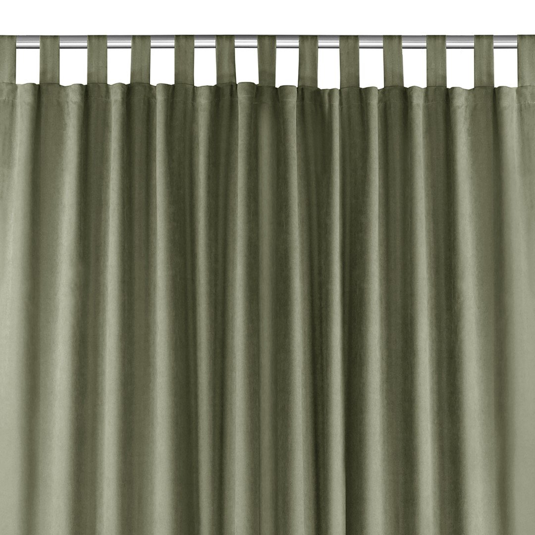 Zasłona MILANA kolor oliwkowy styl klasyczny szelki 10 cm szenila 140x245 homede - CURT/HOM/MILANA/CHENILLE/TAB/OLIVE/140x245