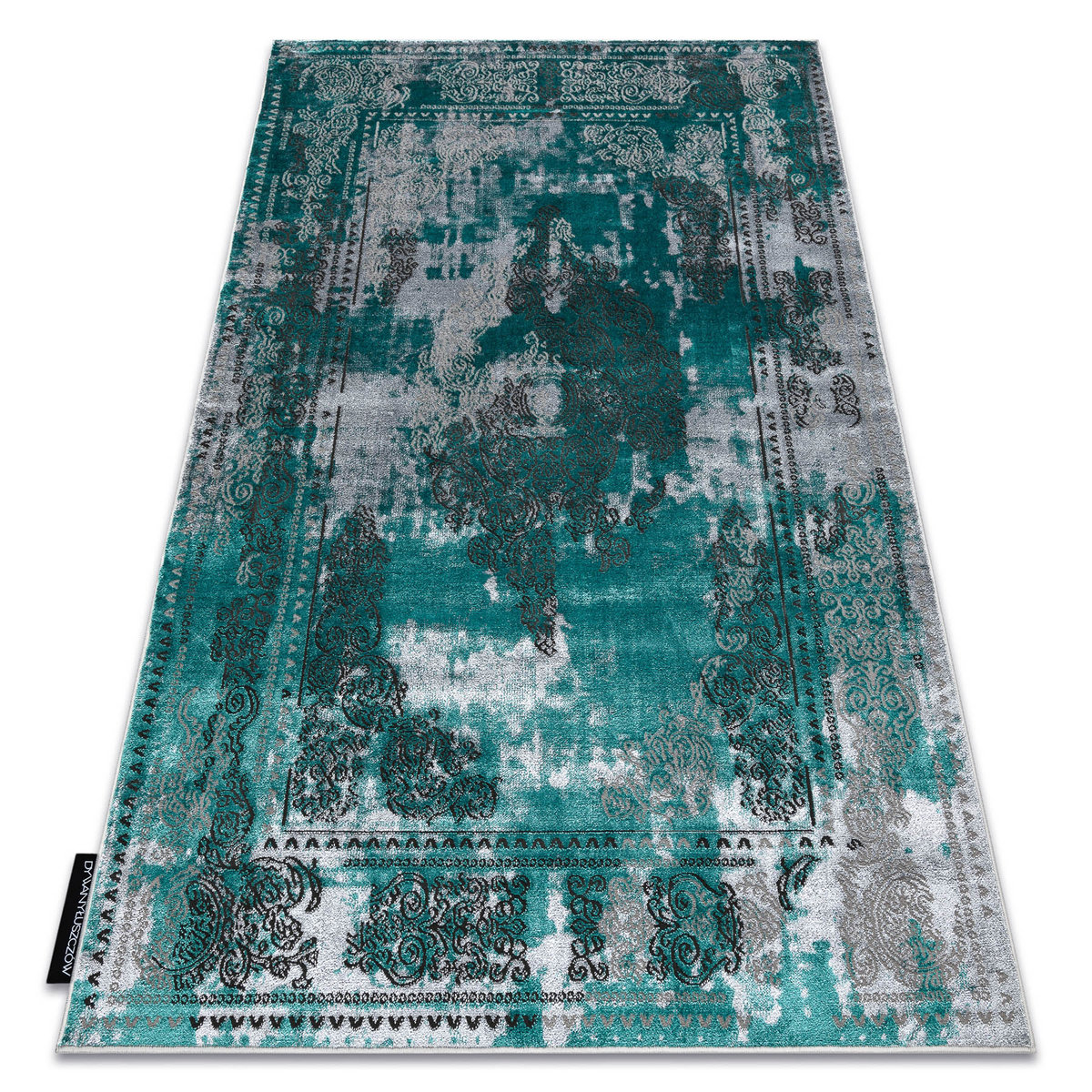 Dywan DE LUXE nowoczesny 6827 Abstrakcja, vintage - Strukturalny zielony / szary, 160x220 cm
