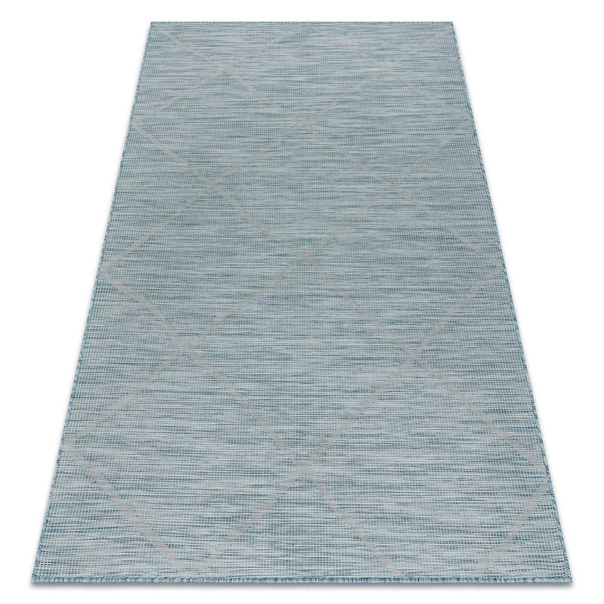 Dywan SZNURKOWY SIZAL płaskotkany PATIO 3075 Romby - morski niebieski, 194x290 cm