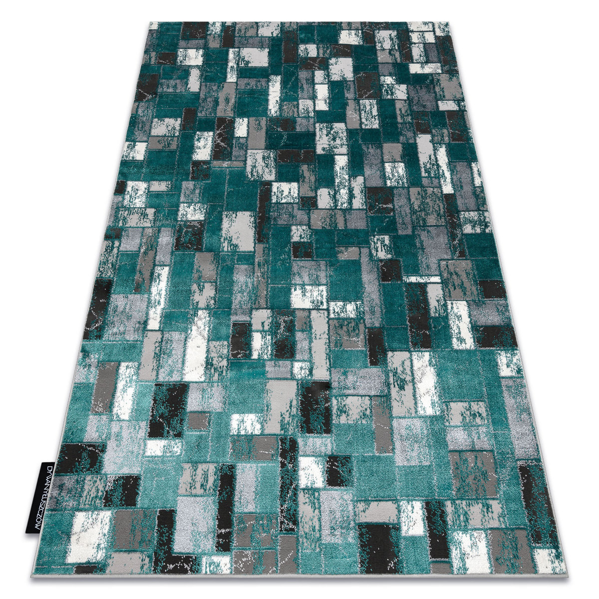 Dywan DE LUXE nowoczesny 6768 Geometryczny - Strukturalny zielony / antracyt, 180x270 cm