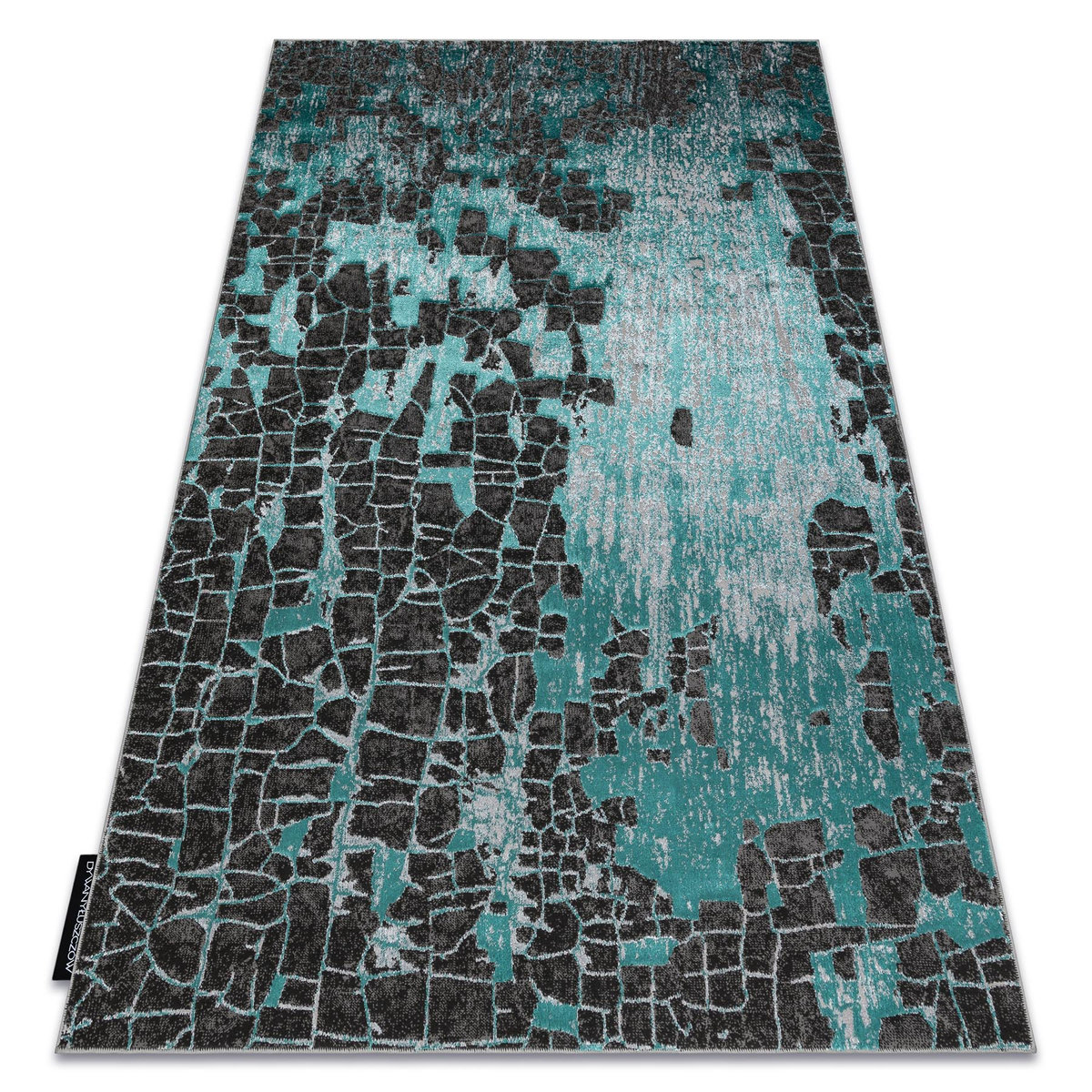 Dywan DE LUXE nowoczesny 2079 Vintage przecierany - Strukturalny zielony / antracyt, 200x290 cm
