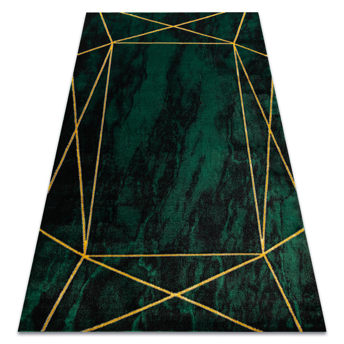 Dywan EMERALD ekskluzywny 1022 glamour, stylowy geometryczny, marmur butelkowa zieleń / złoty, 160x220 cm