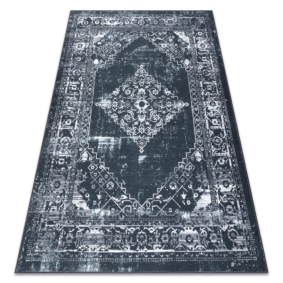 Dywan ANTIKA 117 tek, nowoczesny ornament, do prania - szary / grafit, 120x170 cm