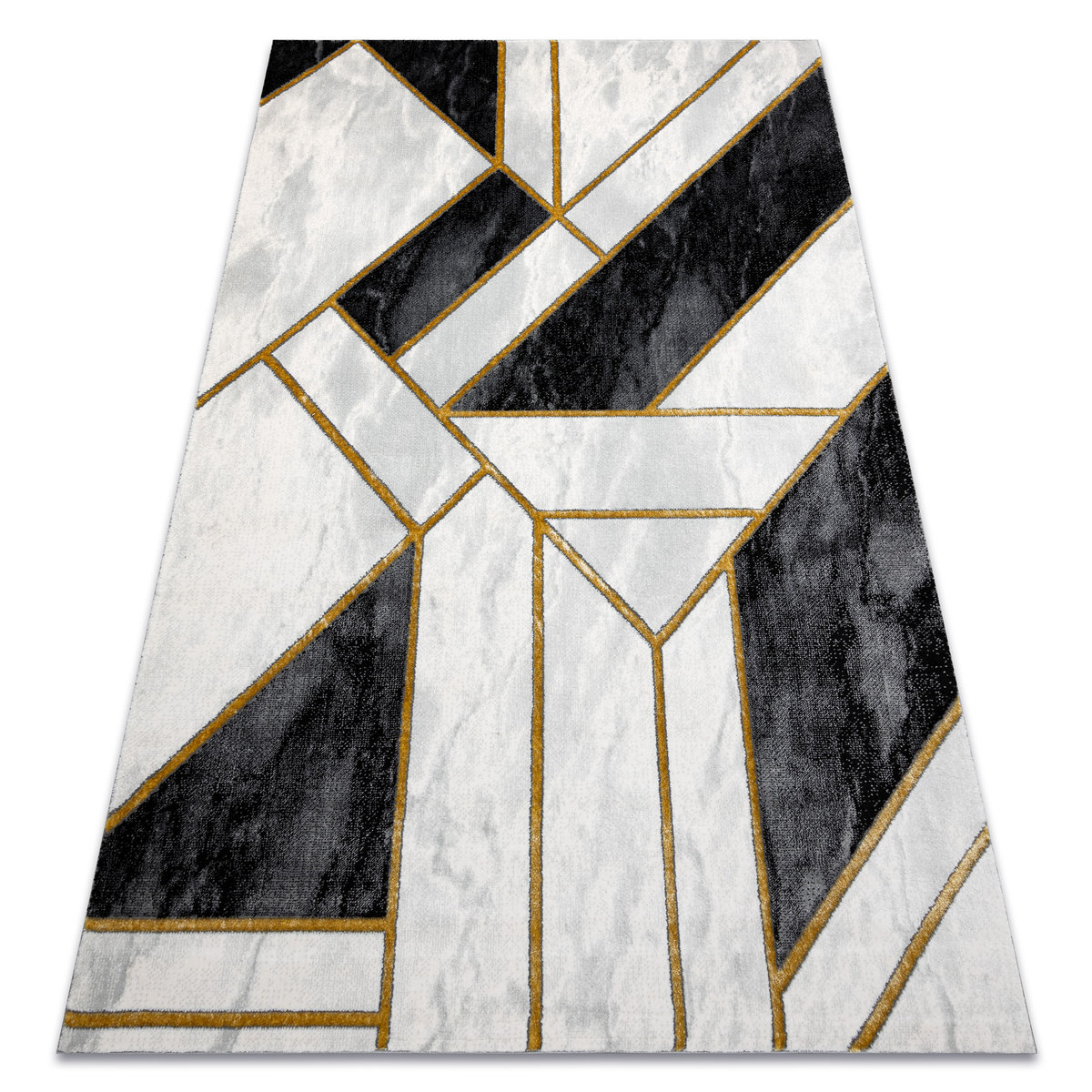 Dywan EMERALD ekskluzywny 1015 glamour, stylowy marmur, geometryczny czarny / złoty, 240x330 cm