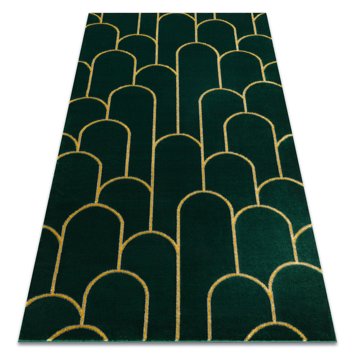 Dywan EMERALD ekskluzywny 1021 glamour, stylowy art deco butelkowa zieleń / złoty, 240x330 cm
